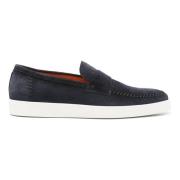 Blå Skinn Loafers Casual Flats