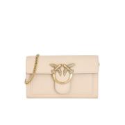 Beige Kalveskinn Clutch Veske med Love Birds Spenne