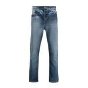 Casual Straight Blå Bomull Elastan Jeans