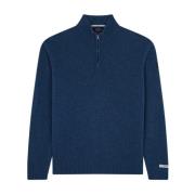 Blå Re-Wool Half Zip Genser