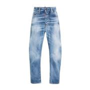 Stonewashed Denim Jeans med Whiskering