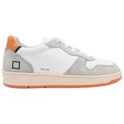 Hvit Oransje Skinn Court Sneakers