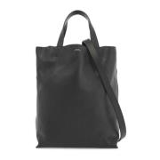 Hamret skinn tote bag med logo