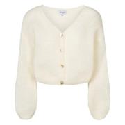 Hvit Cropped Cardigan Mohair Knappelukking