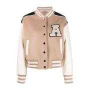 Beige Ivy Varsity Jakke Knappelukking