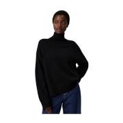 Svart Cashmere Blend High-Neck Sweater