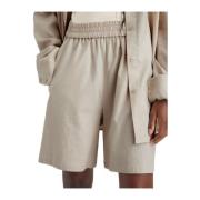 Beige Lin High Waist Shorts