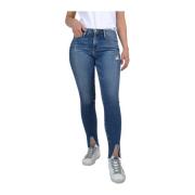 Blå Skinny Raw Front Split Jeans