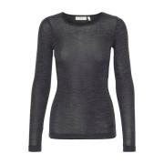 Granitt Melange Ull Slim Fit T-skjorte