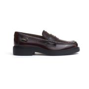 Bordeaux Skinn Loafer Sko