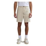 Beige Bomullsknapp Shorts