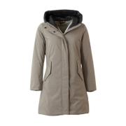 Beige Teknisk Parka med Termisk Isolasjon