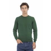 Langermet Ribbet Crewneck Logo Topp