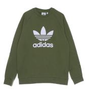 Klassisk Trefoil Crewneck Sweatshirt Oliven/Hvit