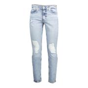 Slim Taper Denim Jeans Blå