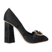 Svarte Brogue Pumps med Rhinestone Spenne