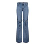 Flared Denim Jeans med knappedetalj