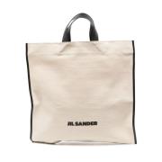 Kanvas Lær Tote Bag Svart