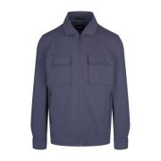 Blå Bomullsblanding Herre Overshirt