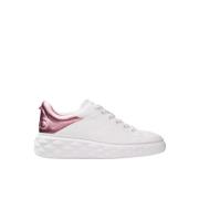 Hvite skinn sneakers med diamantmotiv