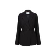 Sort Crepe Blazer med Skulderputer