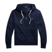 Blå Fleece Hoodie Jakke