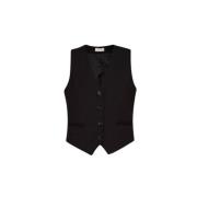 Elegant Dandy Vest Svart Polyester Viskose