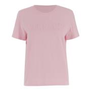 Bomull Crew Neck T-skjorte Rosa Logo