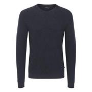 Mørk Marine Melange Pullover med Struktur