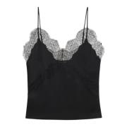 Sort Silke Camisole med Justerbare Stropper