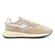 Beige Sneakers med skinnfôr