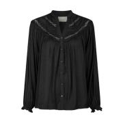 Svart Brodert Deco Bluse