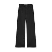 Svart Flowy Coated Plissert Jeans