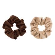 2 PK Velvet Scrunchie Cognac & Sand