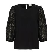 Elegant Bluse med Broderte Detaljer