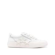 Hvite Skinn Sneakers med Stjerne Patch