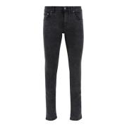 Svart Skinny Logo Jeans Stretch Bomull