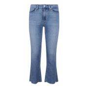 Slitte stretch bomull jeans ankellengde