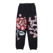 Svart Thank You Rose Sweatpants