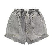 Høytlivs denim shorts i lys grå