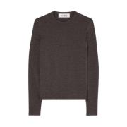 Brun Melange Ull Crewneck Langermet