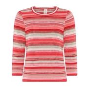 Jacquard Pullover Bluse Crimson