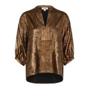 Metallisk Bluse med 3/4 Ermer