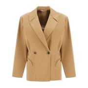 Beige Bomull Dobbeltspent Blazer