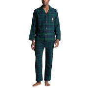 Polo Bear Plaid Flannell Pyjamas Sett - Grønn & BLÅ