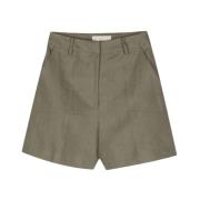 Khaki Lin Straight Hem Shorts