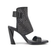 Grafisk Vevd Slingback Sandal med Flare Hæl