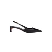 Svarte skinn slingback sko