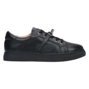 Kvinner Svarte Premium Skinn Lave Sneakers