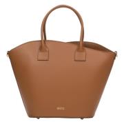 Kvinner Brun Premium Italiensk Skinn Shopper Bag